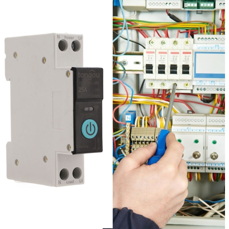 Disjoncteur sur Rail Din Commutateur wifi Intelligent Télécommande pour Téléphone Portable sans Fil 3 Modes de Synchronisation Fonction pour