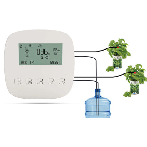 SJLERST Dispositif d'arrosage intelligent, Système de pompe double WiFi/Voix/Contrôle manuel, Batterie intégrée Chargement USB Compatible avec Alexa Home Pour la maison, le bureau, l'hôtel Plantes en 