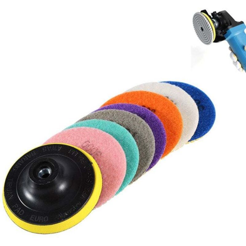 SJLERST Disque de Polissage Diamant, 8 Pcs 4 pouces (100mm,Tampons de Polissage Béton, Granit Marbre Polissage avec Pads, pour Machine à polir