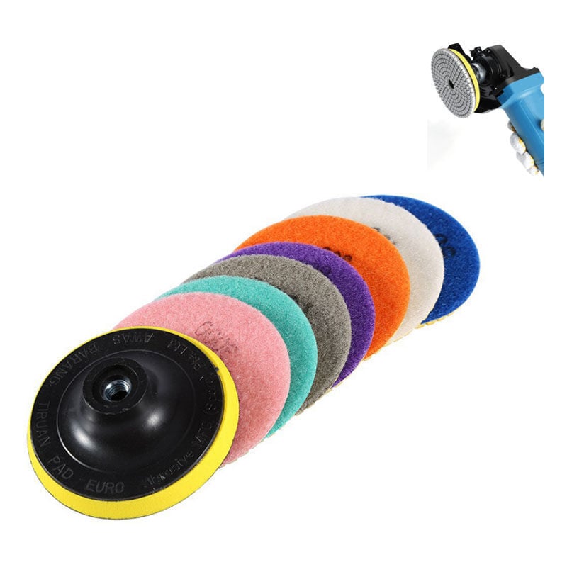 SNQ - Disque de Polissage Diamant, 8 Pcs 4 pouces (100mm,Tampons de Polissage Béton, Granit Marbre Polissage avec Pads, pour Machine à polir