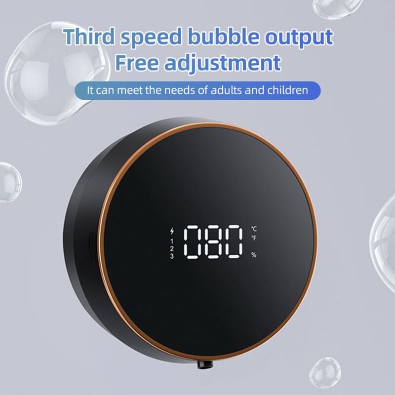 Distributeur automatique de savon mousse pour les mains, montage mural sans contact, 260 ml, avec écran lcd, 3 vitesses réglables, pour salles de