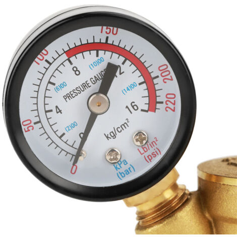 SJLERST DN25 Einstellbarer Wasserdruckregler, Messing-Druckminderungsventil + Manometer