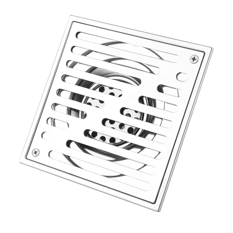 Sjlerst - Drain de Plancher Carré Acier Inoxydable Anti-Odeur Salle de Bains Porte de Vidage Drainer de Douche Grand Calibre(150mm)