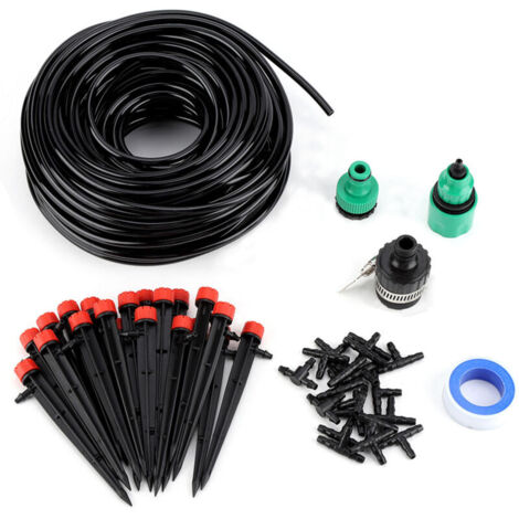 SJLERST Drip Irrigation Kit, Garden Irrigation System, Automatic Drip Irrigation with 25m Hose and 19 x 4/7 T-Joint for Landscape and Patio Plants