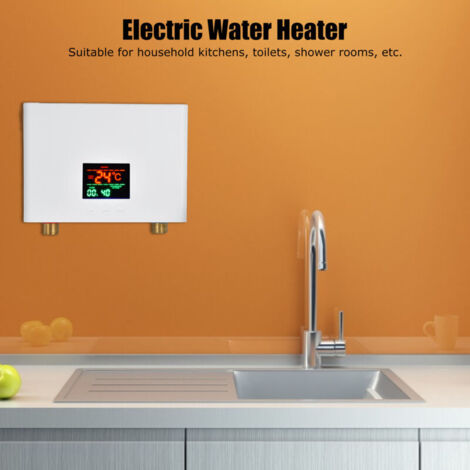 SJLERST Durchlauferhitzer 5,5 kW Mini-Elektro-Wanddurchlauferhitzer mit LED-Anzeige und Temperaturregelung für Zuhause, Küche und Bad