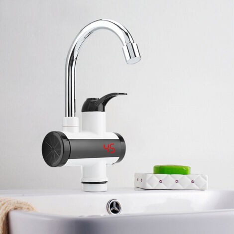 SJLERST Electric Tap with Instant Water Heater, 3000 W, LED Temperature Display, Water Heater for Kitchen, Bathroom, Instant Water (Undermount, Large) [Energy Class A]