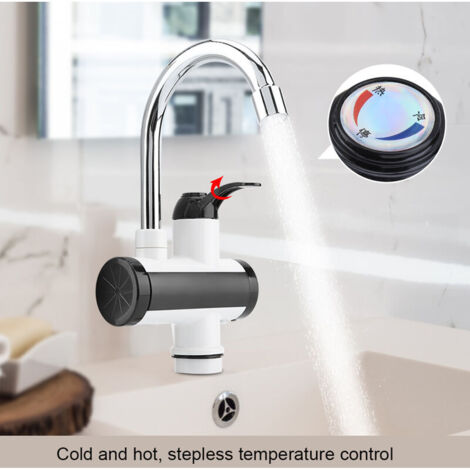 SJLERST Elektrischer Wasserhahn mit Durchlauferhitzer, 3000 W, LED-Temperaturanzeige, Warmwasserbereiter für Küche, Bad, Durchlauferhitzer (Unterbau, Groß) [Energieklasse A]