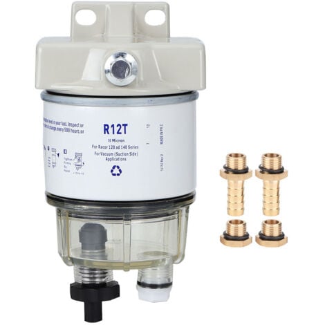 SJLERST Filtre à carburant, séparateur d'eau de filtre à carburant à rotation marine pour bateau R12T pour bateau à moteur