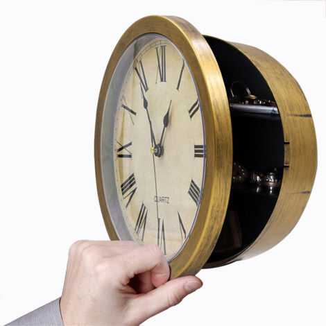 SJLERST Horloge murale, boîte de rangement cachée, argent, bijoux, objets de valeur, compartiment de rangement d'argent liquide