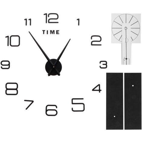 SJLERST Horloge murale en acrylique, miroir sans cadre, autocollant de Surface, décor pour salon, chambre à coucher, noir, DIY bricolage
