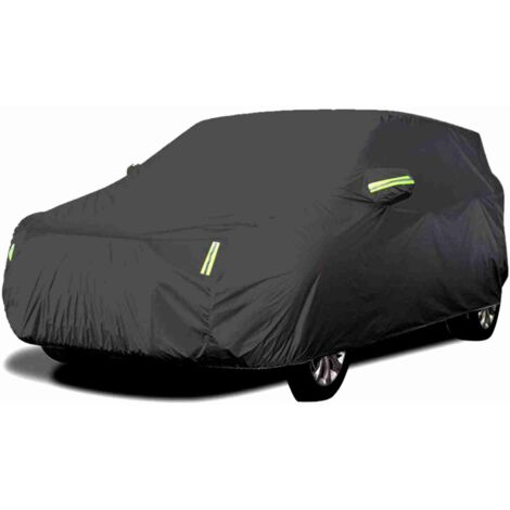 SJLERST Housse de voiture complète avec bandes réfléchissantes, résistante au soleil, à la poussière, à l'eau, aux UV et aux rayures Universel XL