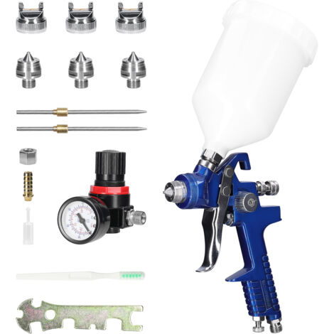 SJLERST HVLP Pistolet à Peinture Gravité 600CC avec 3 Buses en Cuivre 1,4/1,7/2,0mm Pulvérisateur de Peinture Compresseur d'air Outil pour Auto Meubles Clôture Revêtement de Surface