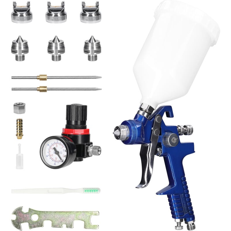 Sjlerst - hvlp Pistolet à Peinture Gravité 600CC avec 3 Buses en Cuivre 1,4/1,7/2,0mm Pulvérisateur de Peinture Compresseur d'air Outil pour Auto