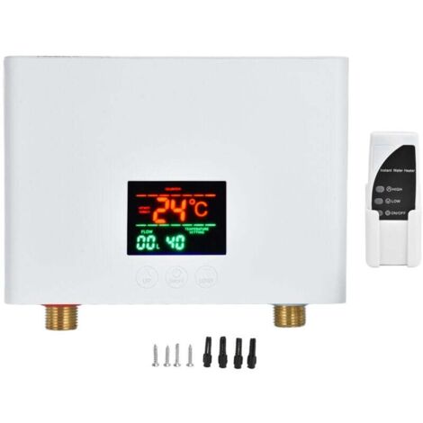 SJLERST Instant Water Heater 5.5KW Mini Electric Tankless Wall Mounted Water Heater with LED Display and Temperature Control for Home, Kitchen, Bathroom