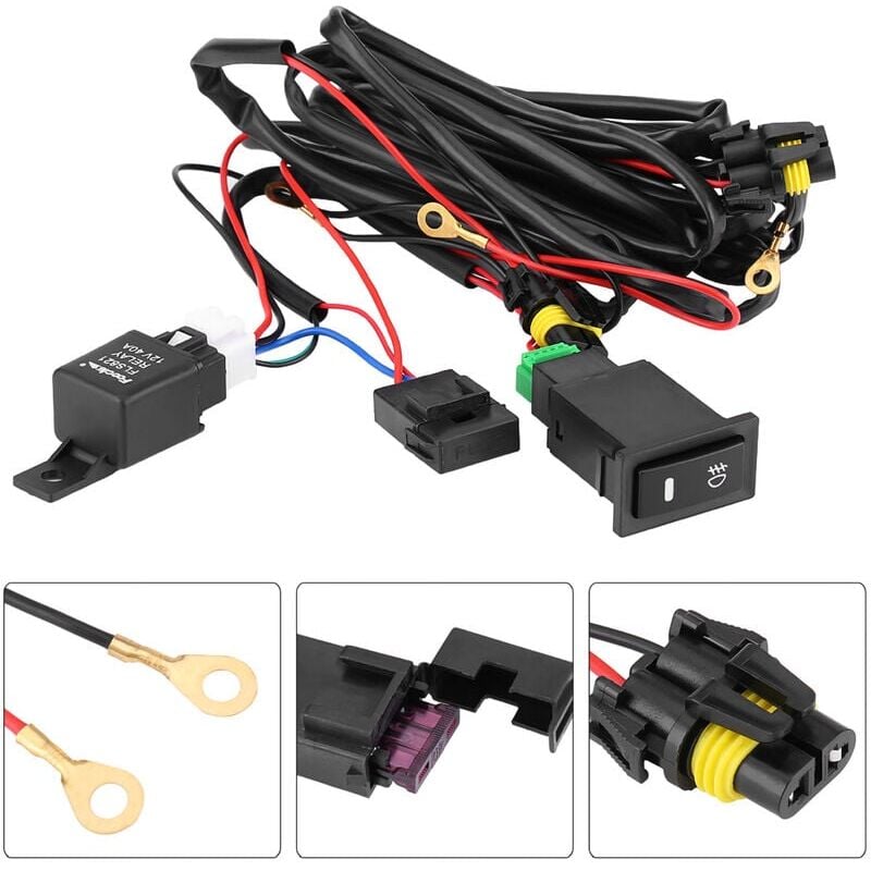 Kit de câblage d'interrupteur de feu antibrouillard Interrupteur marche/arrêt du faisceau de câblage