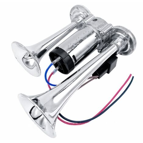 SJLERST Kit de klaxons super puissants à double trompette 600 dB avec compresseur universel pour voitures, motos, camions, trains et bateaux 12 V