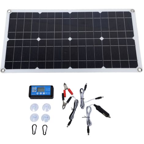 Sjlerst – Kit de panneau solaire 100W étanche IP67 – Contrôleur DC 12V/24V 20A – Dimensions 54x28cm – Énergie portable pour camping-car et caravane