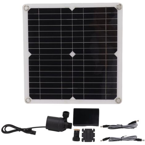 SJLERST Kit de pompe à eau solaire, fontaine d'eau, pompe d'irrigation de fleurs, DC12V 22W avec panneau solaire 100W