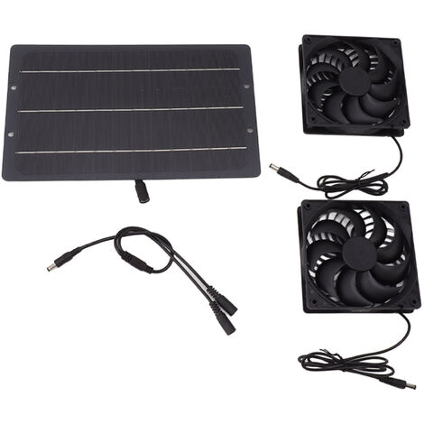 SJLERST Kit de ventilateur à panneau solaire 10W, double ventilateur d'extraction à énergie solaire résistant aux intempéries, montage mural pour poulaillers, serres, hangars