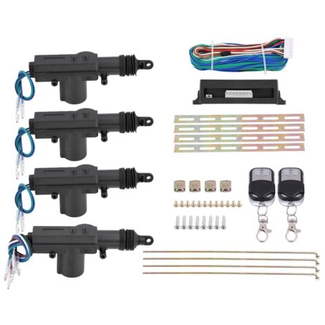 SJLERST Kit de verrouillage/déverrouillage de porte électrique de voiture, 12V, 4 portes, télécommande, 2 entrées sans clé, système de verrouillage Central automatique