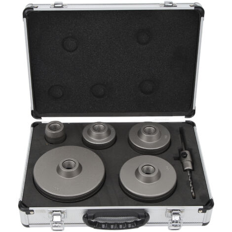 SJLERST Kit D'embouts de Scie Cloche pour Béton 6 Pièces, Kit de Scie Cloche en Acier au Carbone 40-125 Mm avec Boîte de Rangement pour Mur de Ciment, Brique, Sable, Pierre Auto-nivelante