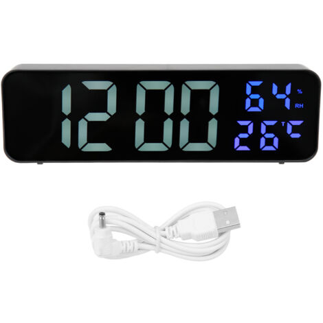 SJLERST LED 9.1in Miroir Horloge Multifonctionnel Numérique Alarme Date Humidité Horloge pour Chambre Salon Bureau