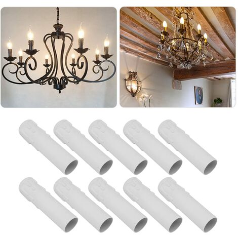 Sjlerst – Lot de 10 manchons de bougies E14 4 pouces – ABS ignifuge – Pour lustres rétro et appliques murales – Installation rapide - 10pcs