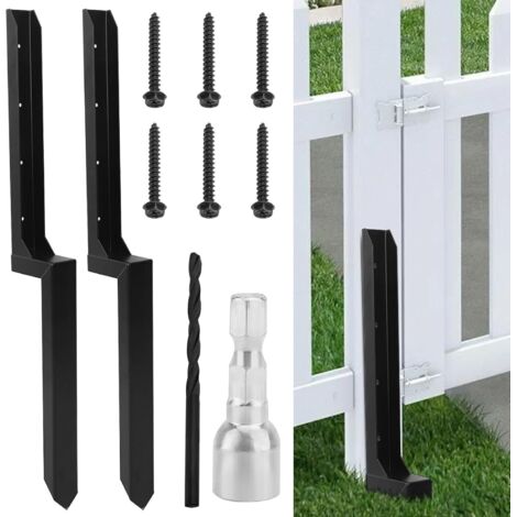 SJLERST Lot de 2 kits de réparation de poteaux de clôture robustes de 85 cm d'ancrage de poteau de clôture épais en acier inoxydable 13 relié à vis robuste pour réparer les poteaux de clôture en bois