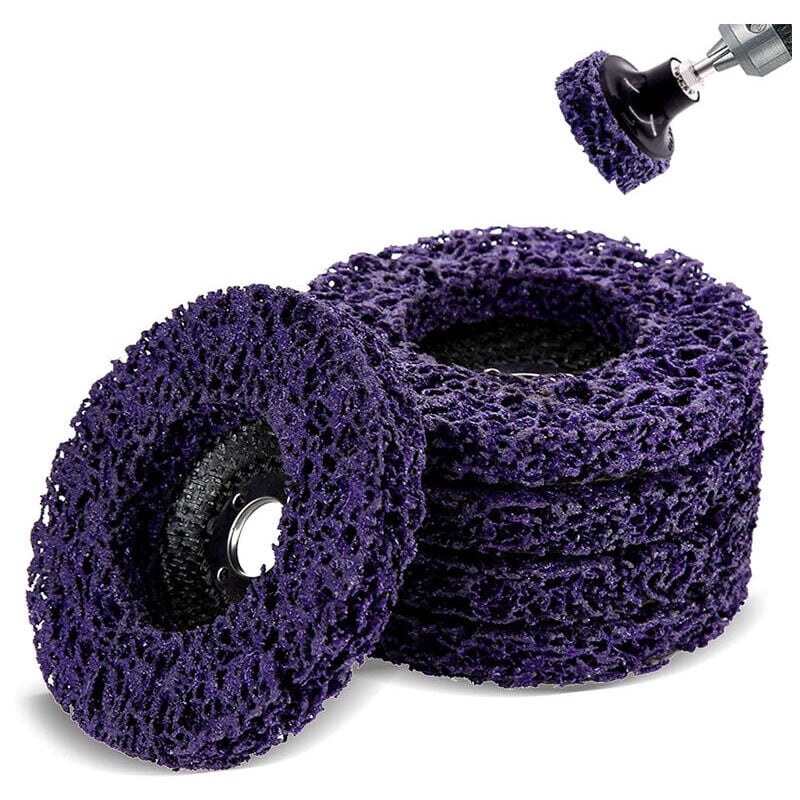 SNQ - Lot de 5 Disques Abrasifs pour Meuleuse 100 mm 60 Poly Strip Disc Outil de Nettoyage pour Enlever Rouille/Peinture/Ecaillage,Violet