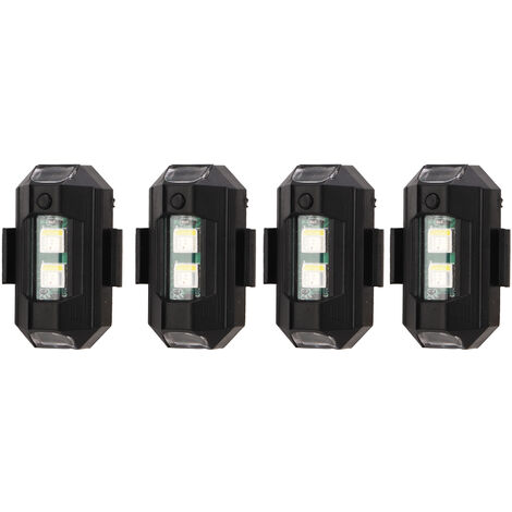 SJLERST Lumières Stroboscopiques de Moto, 4 Pièces Anti-collision Lumières 3 Modes de Couleurs LED Clignotant Avertissement Lampes de Sécurité pour Drones Motos Vtt Vélos