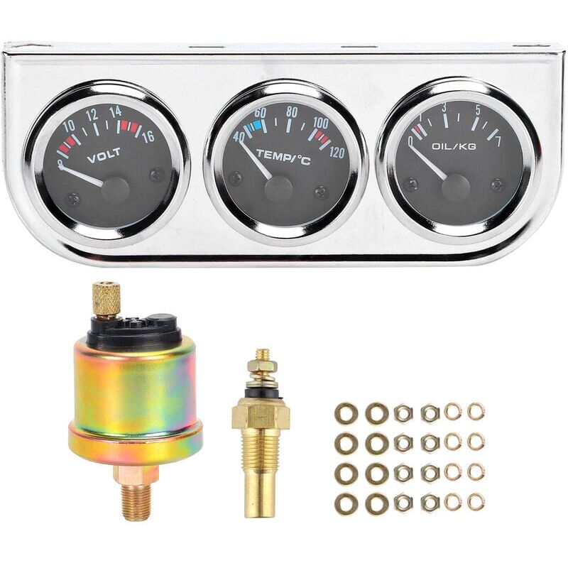 M10x1 52mm 3 en 1, Jauge de voiture Température de l'eau ＋ Pression d'huile ＋ Instrument combiné de tension pour modification auto