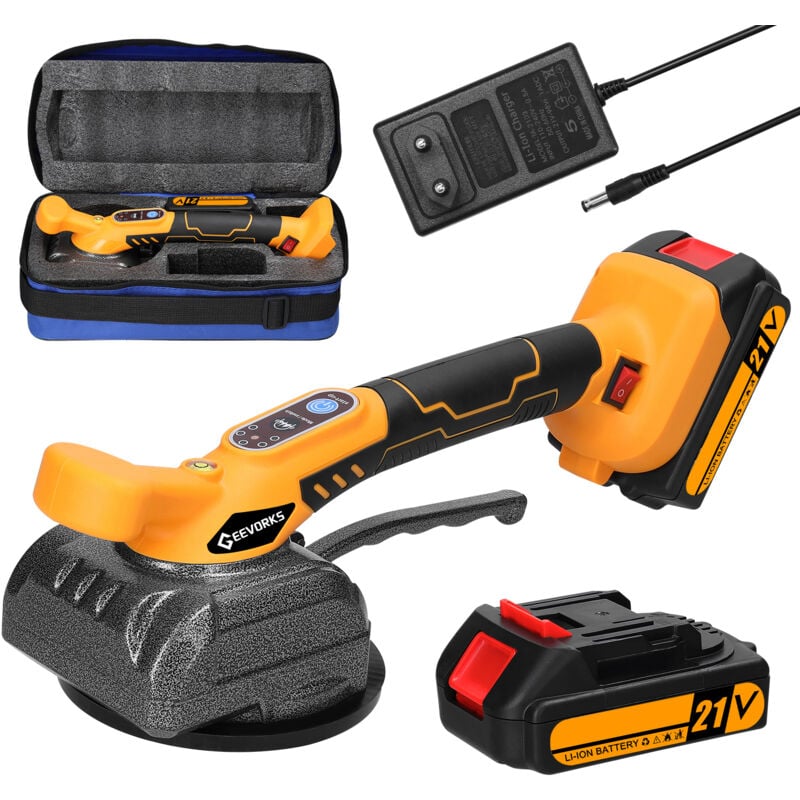 Machine à carreler automatique 21 v 1300mAh, avec 2 piles, 5 vitesses réglables, haute capacité de charge, ventouse agrandie avec niveau à bulle