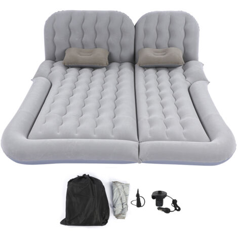 SJLERST Matelas de voyage gonflable multifonction 2 en 1, matelas de couchage souple en PVC floqué pour voiture et SUV (gris)