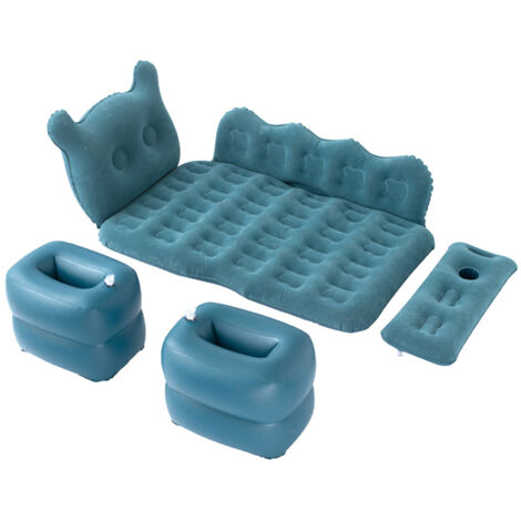 SJLERST Matelas Gonflable Portable pour Voiture, Lit Pneumatique Automatique avec de 150 Kg, avec Oreillers Gonflables, Lit Gonflable, Matelas de Repos, Bleu Marine, 125 X 75 Cm
