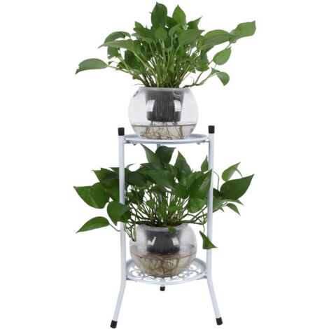 SJLERST Metal Plant Stand, 50 cm, Flower Pot Holder, 2-Tier Stand, for Indoor and Outdoor Use