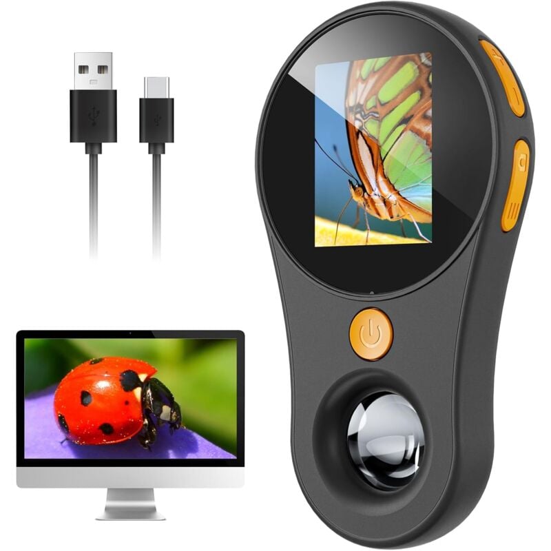 Sjlerst - Microscope Portable, 2.0 inch ips Rechargeables Microscope Électronique Numérique 500x avec 8 Lumières LEDMicroscope Loupe Électronique