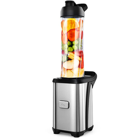 SJLERST Mini 350W Extracteur de jus de fruits et de légumes à usage unique, mixeur personnel de smoothie, robot de cuisine amovible, mixeur de légumes et de fruits avec 2 gobelets de sport de voyage s