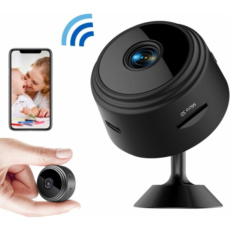 Sjlerst - Mini Camera Espion, 720P Caméra de Surveillance sans Fil avec Enregistrement WiFi Longue Batteries Micro Cachée Détection Mouvement et