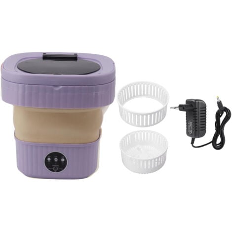SJLERST Mini lave-linge Portable pliable et automatique, 6l, avec essorage doux, séchage, 100 à 240V, couleur violette, prise ue