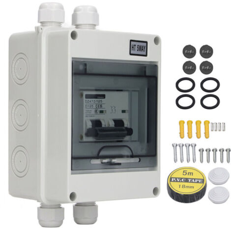 SJLERST Miniature DC Circuit Breaker 2P 125A IP65 Waterproof Disconnect Switch for 1000V Photovoltaic Solar System