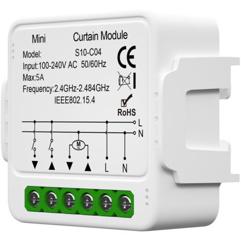 SJLERST Module de rideau intelligent, adapté aux volets roulants et aux stores dans les appareils domestiques intelligents Applications de contrôle Fonction minuterie et partage de groupe