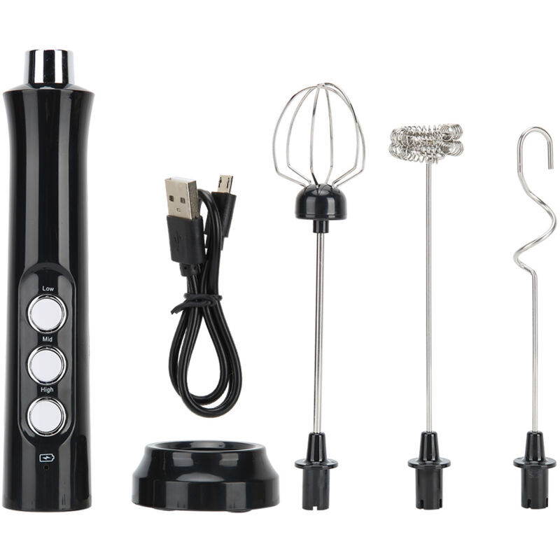 SNQ - Mousseur à Lait Électrique, Mousseur de Lait Rechargeable usb et Mini Fouet Electrique avec 3 Vitesses Réglable pour Café Crème Cappuccino