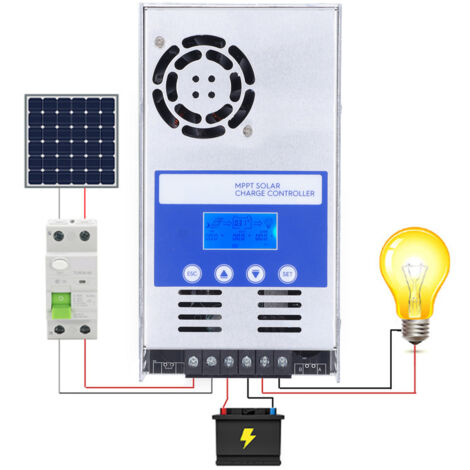 SJLERST MPPT Contrôleur de Charge 60A, 12V/24V/36V/48V Identification Automatique de la Tension du Système Affichage LCD Réglable Régulateur de Panneau Solaire for Batteries au Plomb et au Lithium