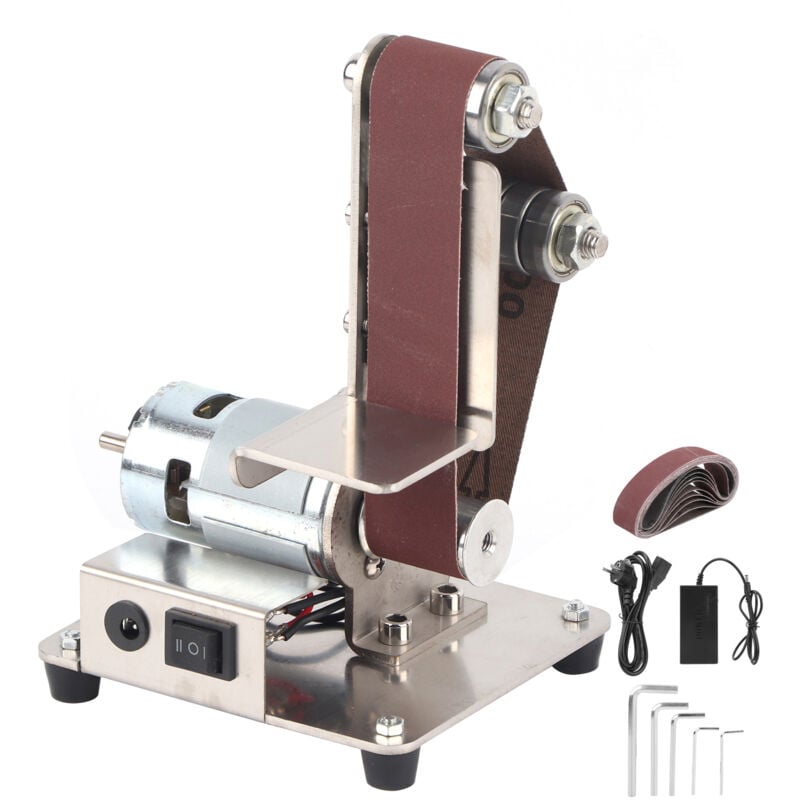 Multifonction ponceuse à bande, Réglable 4500-9000r/min, antidérapant et anti-poussière, papier de ponçage 10pièces (30x533 mm)pour rough grinding