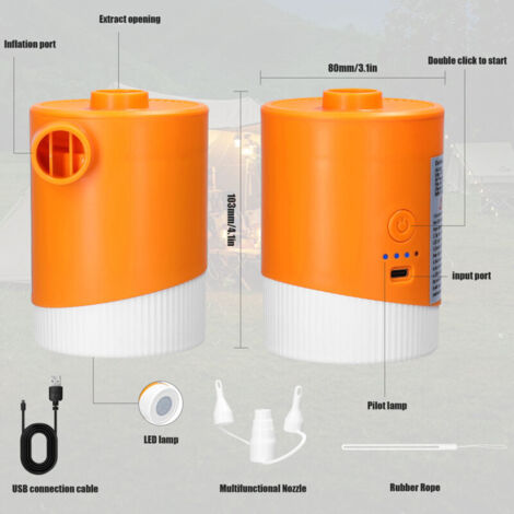SJLERST Multifunktionale, kabellose, tragbare elektrische Pumpe, USB-aufladbar, 2-in-1 Outdoor-Aufblas- und Entleerungspumpe, 5000 Pa, für Luftmatratzen und Schwimmbojen