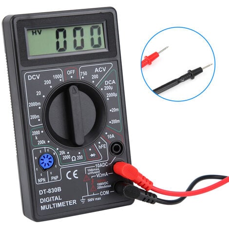 SJLERST Multimètre Numérique, Multimètre numérique LCD Portable multifonctionnel DT-830B, ampèremètre Volt Ohm testeur voltmètre ohmmètre mètre