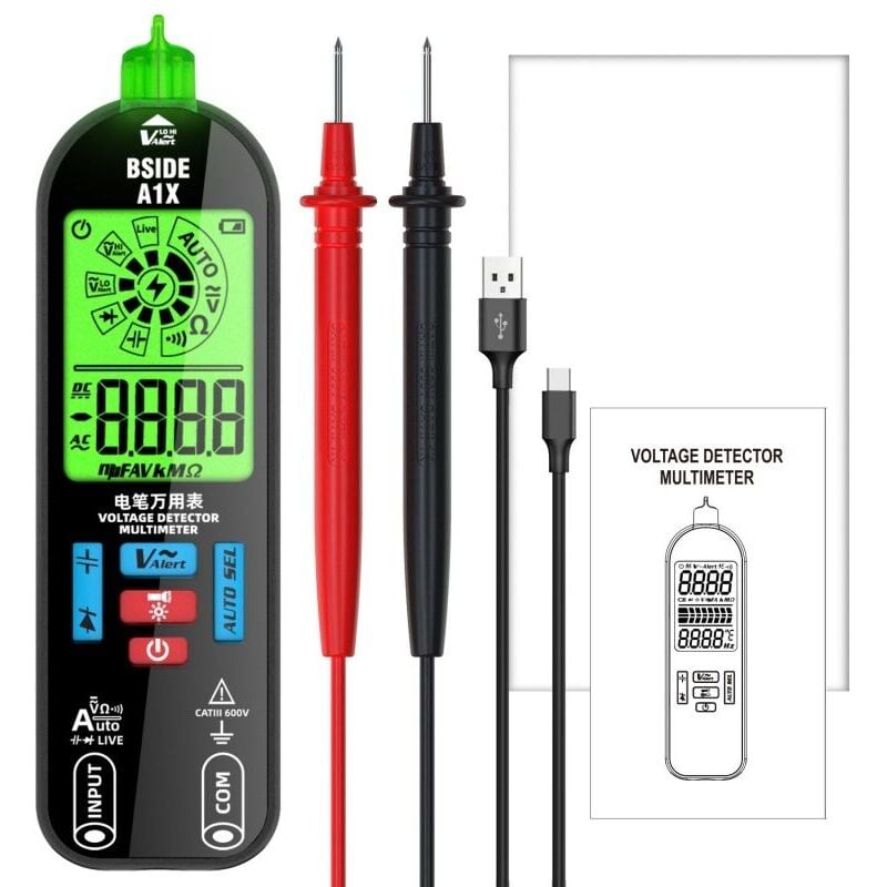 SNQ - Multimètre Numérique Portable Numérique Testeur Electrique Digital Voltmètre Automatique Tension Courant Capacité Résistance outil de mesure