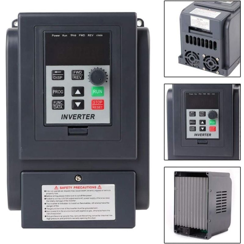 Onduleur VFD, convertisseur de fréquence VFD 1,5 kW monophasé 220VAC entrée triphasé 380VAC sortie convertisseur de fréquence convertisseur