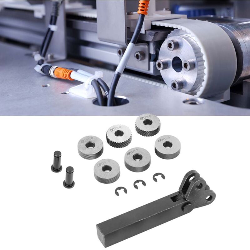 Outil de moletage en acier (7 pièces), ensemble de molettes linéaires à deux roues diagonales, machine-outil de coupe de tour - Sjlerst