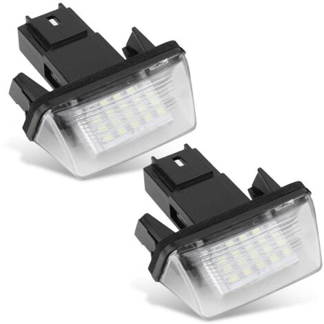 Sjlerst – Paire de lampes de plaque d'immatriculation LED 18 DEL – Haute luminosité – Résistantes à la chaleur et à la corrosion – Compatible C3, Berlingo, 306, 307, 406, 5008